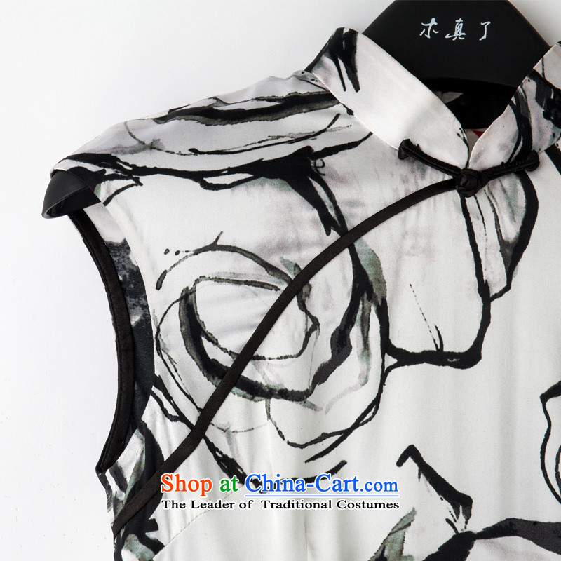 The women's true : the spring and summer of 2015, the new Silk ink on the intuition of the classical style qipao 32311 flag short 03 M, wooden really the cream , , , shopping on the Internet