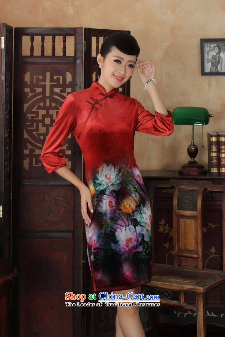 In accordance with the stylish new nation gel wind improved women's dresses Kim scouring pads Poster 7 cuff qipao skirt LGD/TD0034# Sau San figure L picture, prices, brand platters! The elections are supplied in the national character of distribution, so action, buy now enjoy more preferential! As soon as possible.
