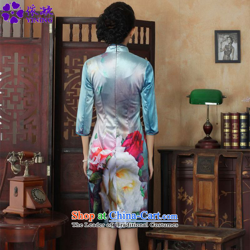 In accordance with the fuser trendy new for women retro ethnic poster Kim scouring pads Sau San 7 Cuff Tang dynasty cheongsam dress LGD/TD0030# figure , L, in accordance with the fuser has been pressed shopping on the Internet