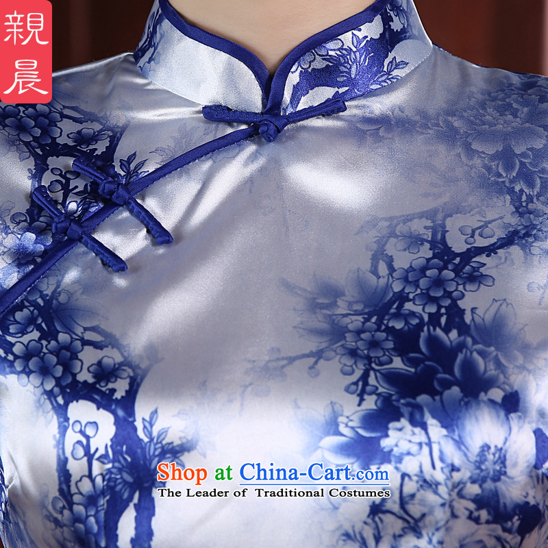 At 2015 new parent cheongsam clothes fall short of summer short-sleeved qipao skirt improved daily Ms. stylish short of pro-morning.... 2XL, shopping on the Internet
