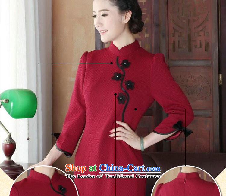 Floral qipao female Chinese improved collar manually stereo spend maschen-moden cheongsam dress banquet service wine red L qipao picture, prices, brand platters! The elections are supplied in the national character of distribution, so action, buy now enjoy more preferential! As soon as possible.