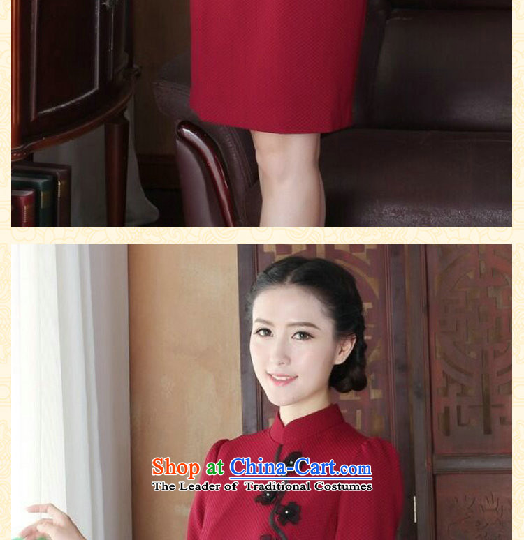 Floral qipao female Chinese improved collar manually stereo spend maschen-moden cheongsam dress banquet service wine red L qipao picture, prices, brand platters! The elections are supplied in the national character of distribution, so action, buy now enjoy more preferential! As soon as possible.