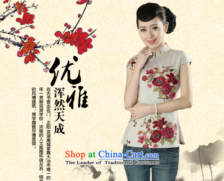 Figure for summer flowers new cheongsam shirt Tang dynasty, Han-improved version of Chinese women's Mock-neck short-sleeved cotton linen Tang dynasty figure color pictures, prices, XL brand platters! The elections are supplied in the national character of distribution, so action, buy now enjoy more preferential! As soon as possible.