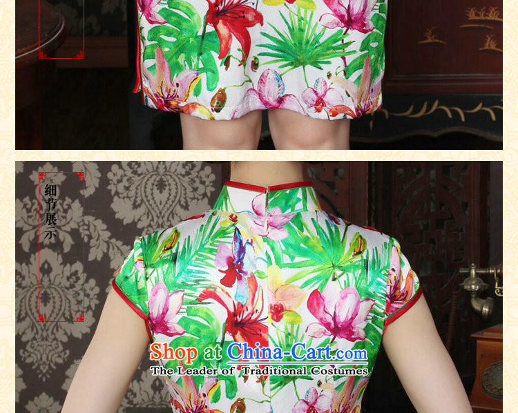 Floral Chinese Silk Cheongsam improved women's Mock-neck herbs extract beautiful summer day-to-day banquet style qipao qipao figure color L picture, prices, brand platters! The elections are supplied in the national character of distribution, so action, buy now enjoy more preferential! As soon as possible.