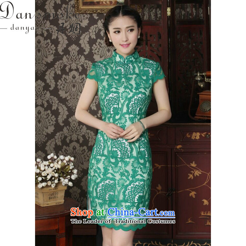 Dan smoke summer new women's dresses of the territorial waters of the Chinese improved soluble lace beautiful engraving lace cheongsam dress figure color M Dan Smoke , , , shopping on the Internet