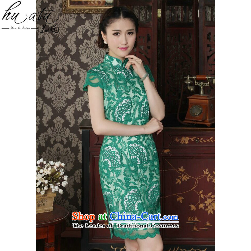 Figure for summer flowers new women's dresses of the territorial waters of the Chinese improved soluble lace beautiful engraving lace cheongsam dress figure color L, floral shopping on the Internet has been pressed.