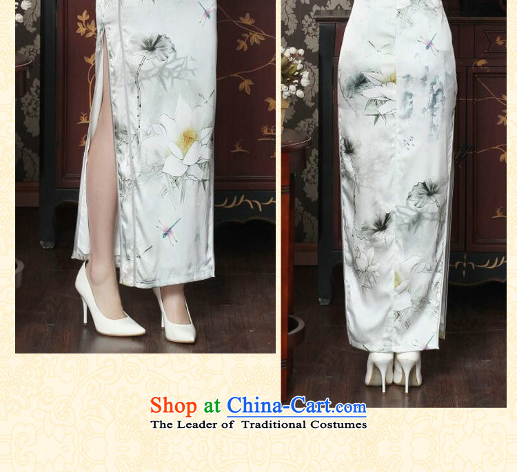 Dan smoke summer new women's dinner long qipao lotus pond and sauna Silk Cheongsam Silk Cheongsam long elegant reminiscent of the Figure Color M brand, prices, picture platters! The elections are supplied in the national character of distribution, so action, buy now enjoy more preferential! As soon as possible.