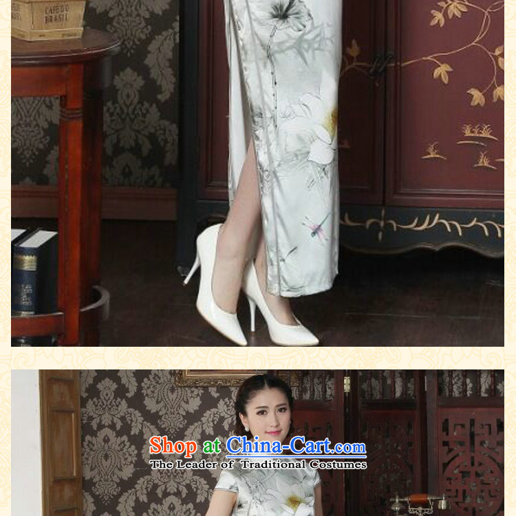 Dan smoke summer new women's dinner long qipao lotus pond and sauna Silk Cheongsam Silk Cheongsam long elegant reminiscent of the Figure Color M brand, prices, picture platters! The elections are supplied in the national character of distribution, so action, buy now enjoy more preferential! As soon as possible.