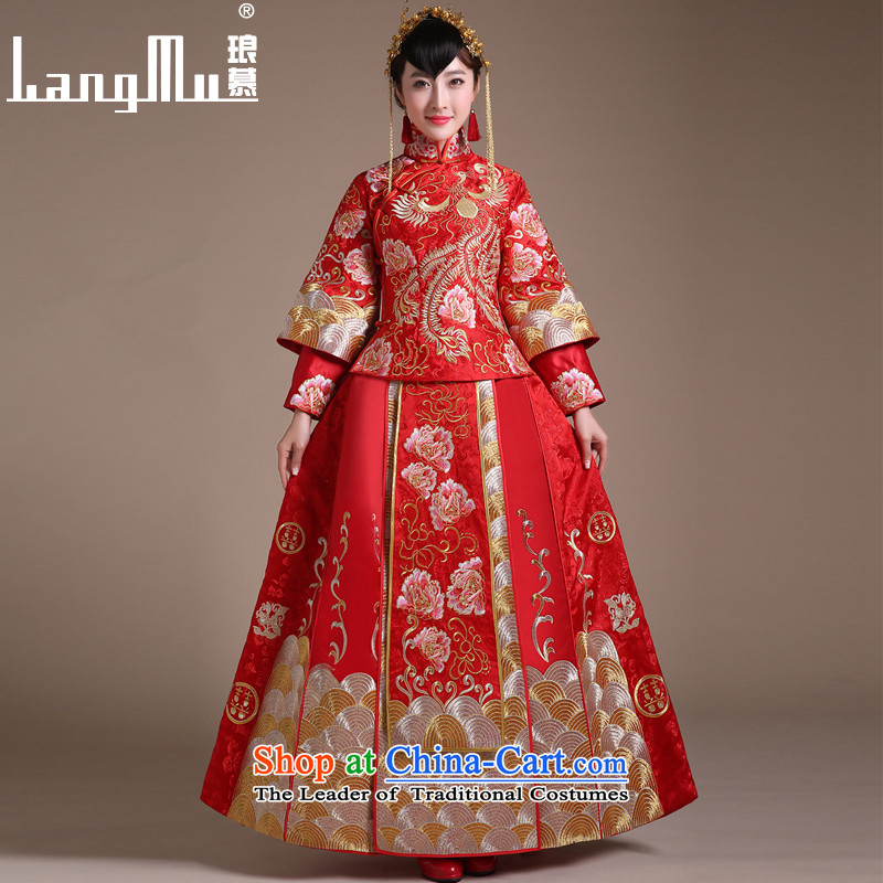The new 2015 Luang Sau Wo Service Soo kimono dragon use Chinese wedding dresses retro bride bows services lace luxury petticoats?M