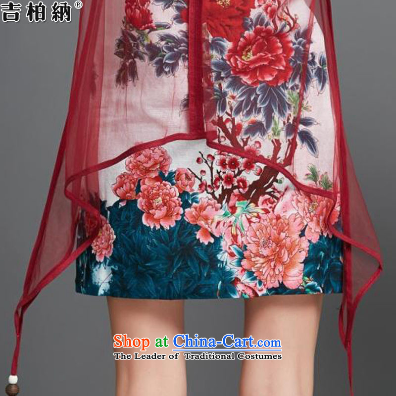 Gil Park, summer 2015 new ethnic retro arts cheongsam gauze two kits dresses F1502# female red XXL, Gil Park of , , , shopping on the Internet