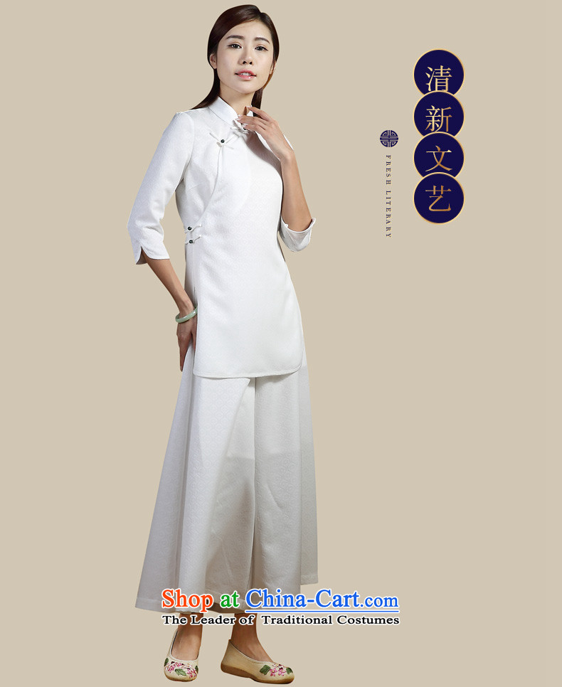 No. of Ramadan Chinese Tang Tang Women's clothes China wind in the retro long 7 Improved Han-sleeved shirt qipao white L picture, prices, brand platters! The elections are supplied in the national character of distribution, so action, buy now enjoy more preferential! As soon as possible.