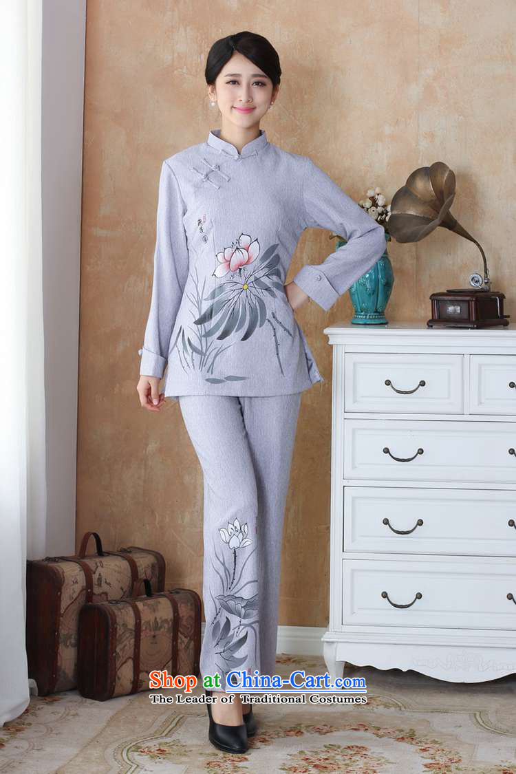In accordance with the new spring and autumn gel women of ethnic improved Tang dynasty Mock-neck hand-painted Sau San Tong load long-sleeved shirt WNS/2508-2# Kit Kit Gray 4XL Photo, prices, brand platters! The elections are supplied in the national character of distribution, so action, buy now enjoy more preferential! As soon as possible.