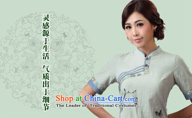 Tang Tang Dynasty Ramadan No. female summer China wind retro-fit short qipao cotton linen clothes XXXL gray-blue photo, prices, brand platters! The elections are supplied in the national character of distribution, so action, buy now enjoy more preferential! As soon as possible.