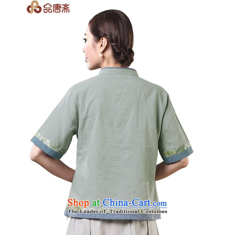 Tang Tang Dynasty Ramadan No. female summer China wind retro-fit short cotton linen clothes gray-blue qipao XXXL, products Tang Ramadan , , , shopping on the Internet