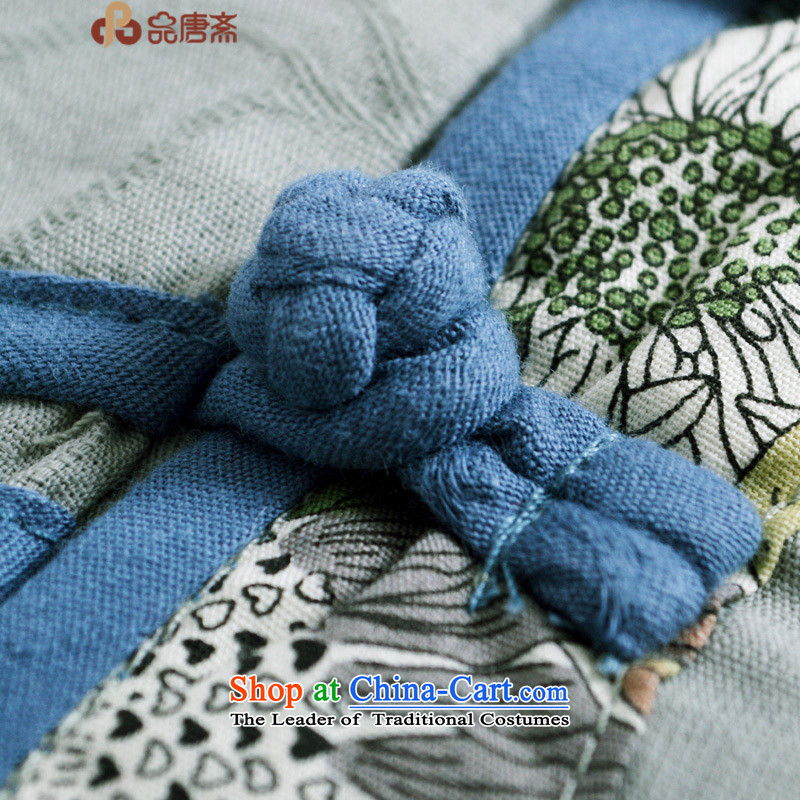 Tang Tang Dynasty Ramadan No. female summer China wind retro-fit short cotton linen clothes gray-blue qipao XXXL, products Tang Ramadan , , , shopping on the Internet