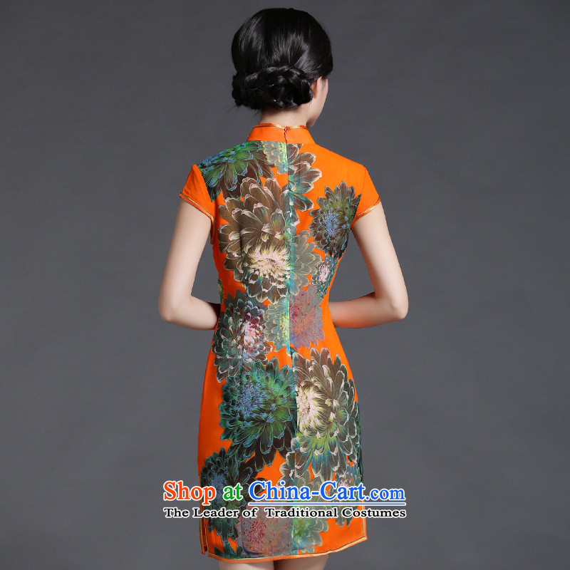 China Ethnic classic spring and summer new daily short of Ms. cheongsam dress retro improved stylish and elegant arts van orange XL, ethnic Chinese Classic (HUAZUJINGDIAN) , , , shopping on the Internet