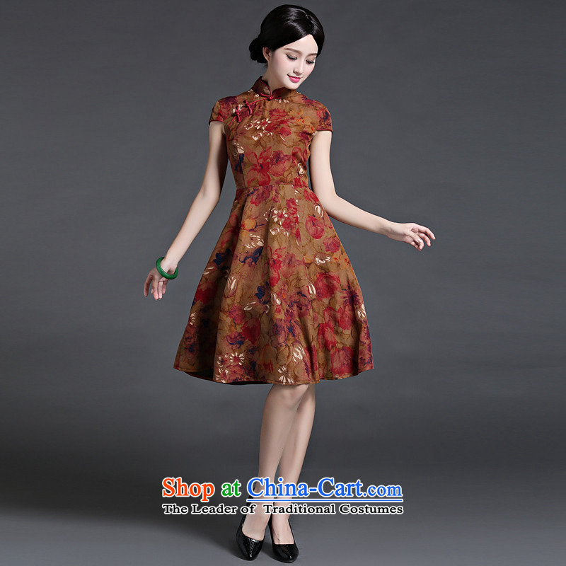 China Ethnic Chinese Retro classic 2015 Sau San arts silk ethnic short-sleeved dresses girl Summer Scent of small wind suit , L, China Ethnic Classic (HUAZUJINGDIAN) , , , shopping on the Internet