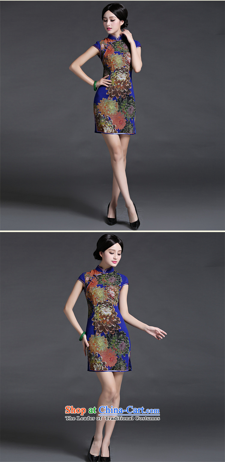 Chinese Classic retro-to-day cheongsam dress improved daily video thin female short spring and summer, elegant graphics thin blue XL pictures, Sau San price, brand platters! The elections are supplied in the national character of distribution, so action, buy now enjoy more preferential! As soon as possible.