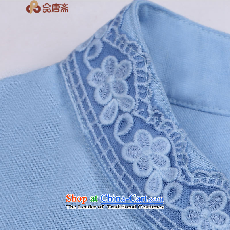 Products for the new fall short of Ramadan, stylish ethnic Chinese cotton linen improved long-sleeved blouses and Tang dynasty blue T-shirt , products qipao Tang Ramadan , , , shopping on the Internet