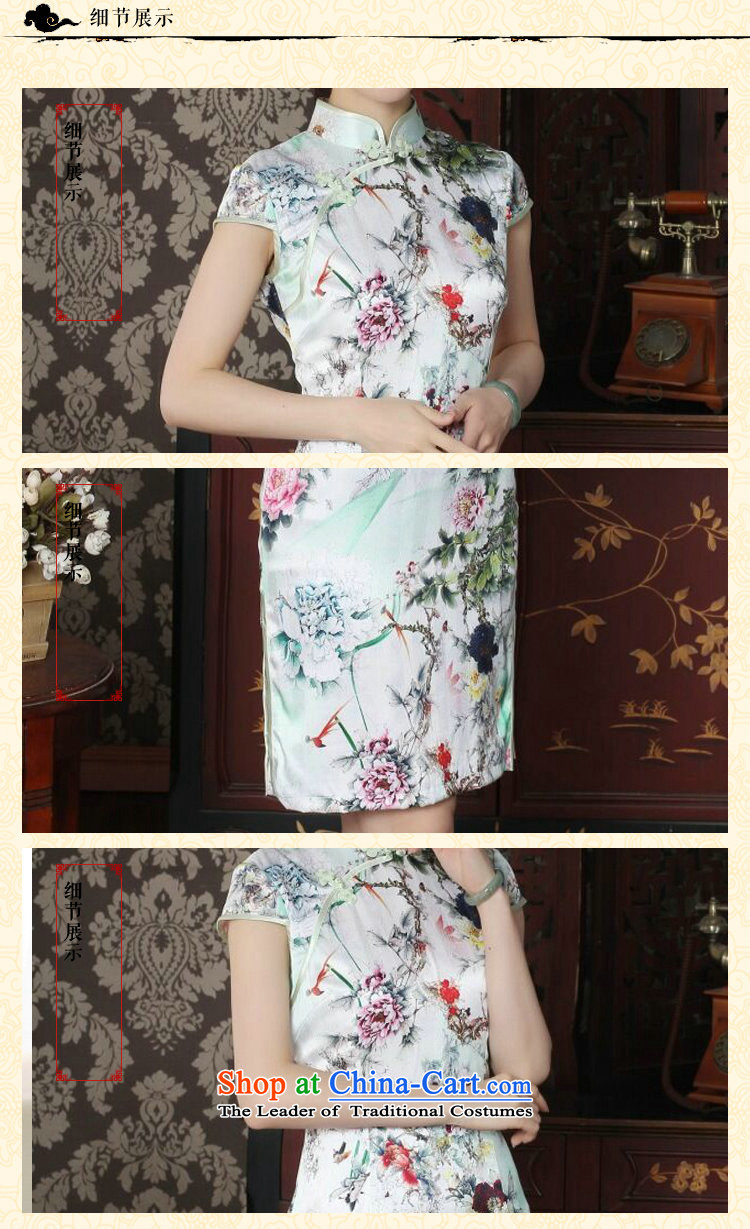 Dan smoke silk cheongsam dress qipao Chinese improved collar summer manually disc detained suit modern sauna Silk Cheongsam figure color pictures, prices, XL brand platters! The elections are supplied in the national character of distribution, so action, buy now enjoy more preferential! As soon as possible.
