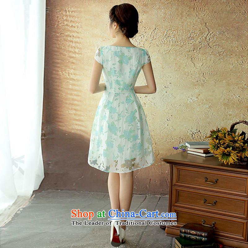 A Pinwheel Without Wind Flower Yat yarn new dresses China wind female white-collar occupations skirt summer ethnic fresh small blue S, Yat Lady , , , shopping on the Internet