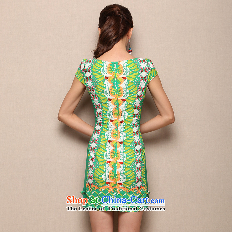 Sisi Xinyu brands as graphics thin female decorated package and skirts summer round-neck collar qipao X4119 green S Sisi Heart (sisixinyu) , , , shopping on the Internet