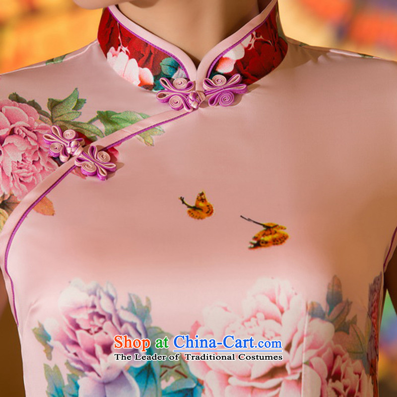 The cheer her up overnight spend the first pick new products cheongsam dress summer daily improved cheongsam dress digital printing qipao ZA 064  S, the cross-sa pink shopping on the Internet has been pressed.
