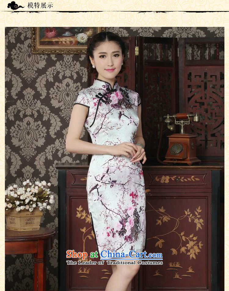 Floral silk cheongsam dress summer Chinese improved Mock-neck herbs extract the bad disk deduction qipao magpies cheongsam dress figure color pictures, prices, XL brand platters! The elections are supplied in the national character of distribution, so action, buy now enjoy more preferential! As soon as possible.