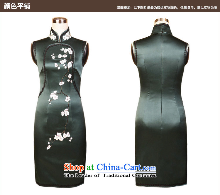 Love of birds 2015 Summer new collar embroidery cheongsam manually push embroidered heavyweight silk short sleeveless cheongsam dress emerald- M images, prices, brand platters! The elections are supplied in the national character of distribution, so action, buy now enjoy more preferential! As soon as possible.