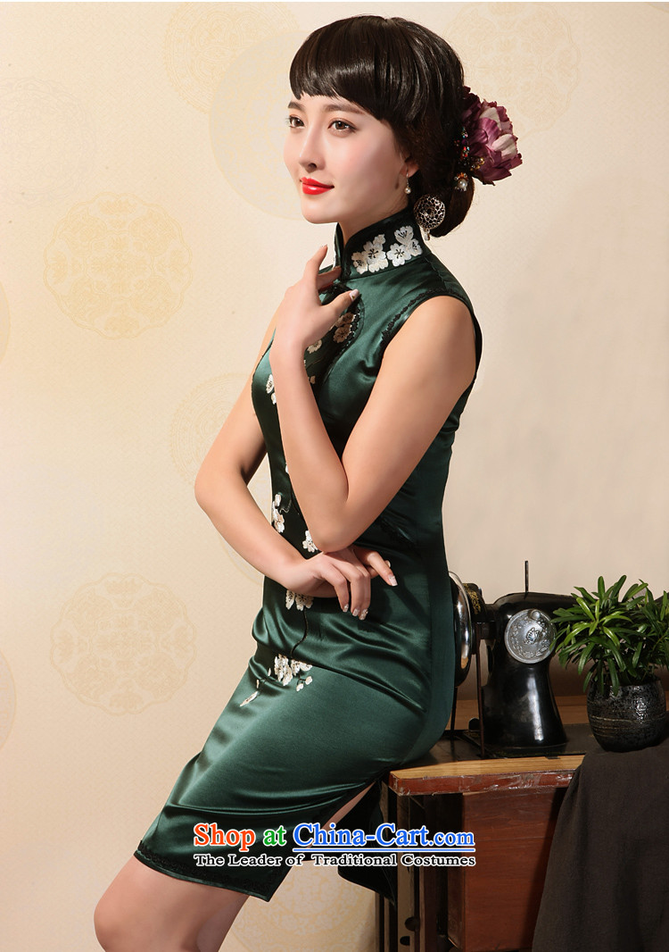 Love of birds 2015 Summer new collar embroidery cheongsam manually push embroidered heavyweight Silk Cheongsam QD697 emerald- L picture, prices, brand platters! The elections are supplied in the national character of distribution, so action, buy now enjoy more preferential! As soon as possible.