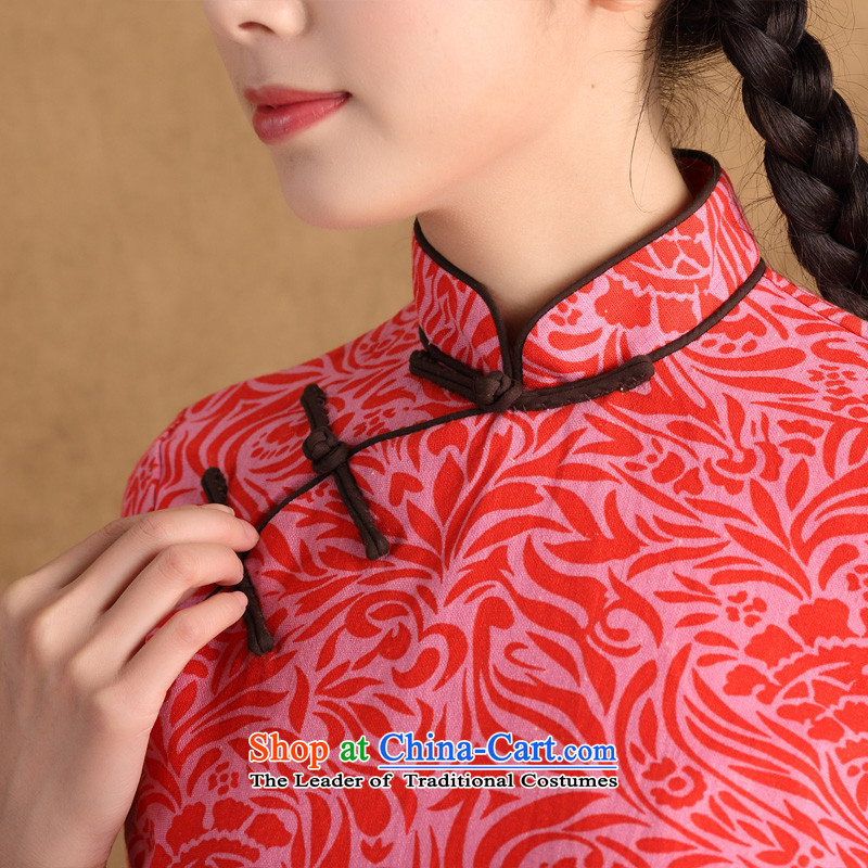 The cross-sa from the Greek New cotton linen ethnic daily improved cheongsam dress stylish summer in the skirt of qipao ctbs QP247 red cross-SA has been pressed the L, online shopping