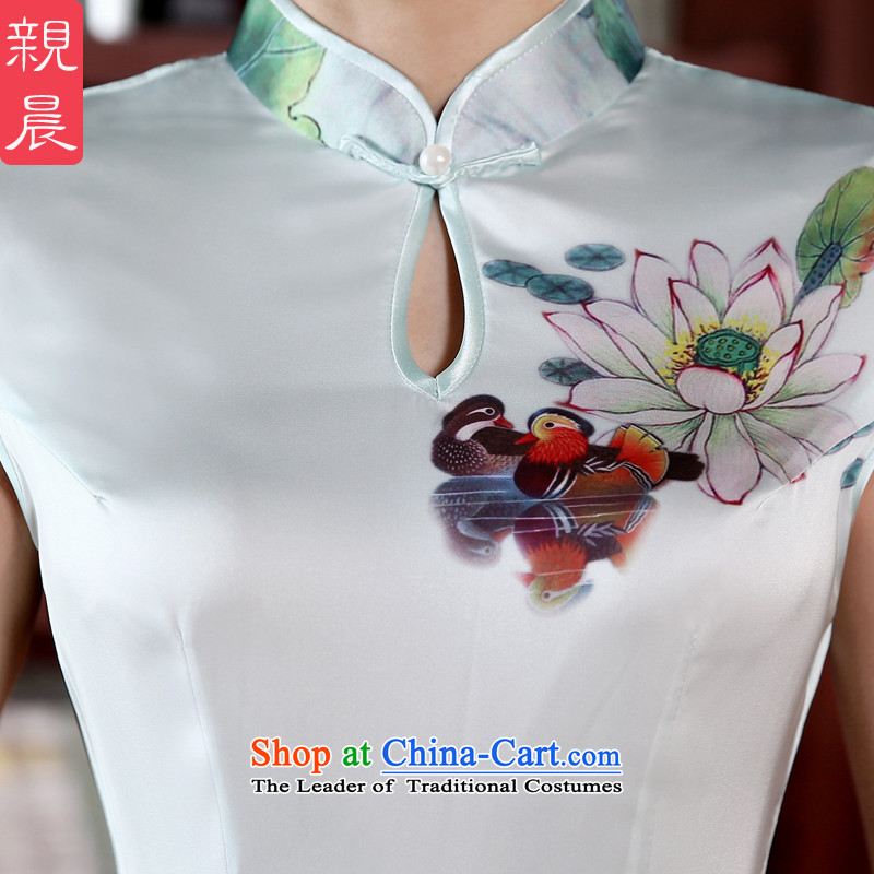 At 2015 new parent in summer and autumn replacing cheongsam dress dresses Ms. daily long thin improved retro Lotus Graphics Yuanyang 2XL, pro-am , , , shopping on the Internet
