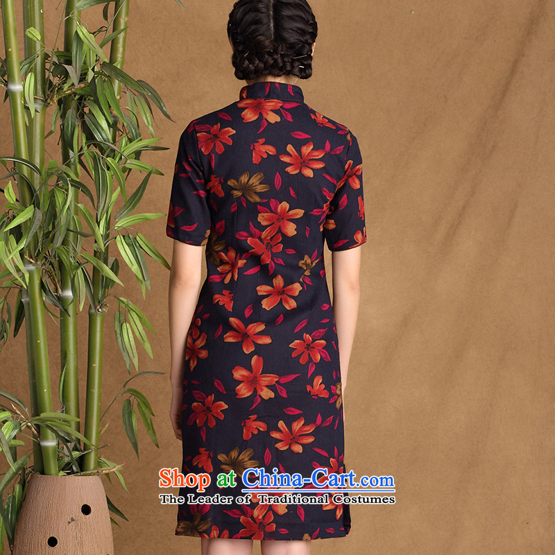 The cross-sha zi 2015 spring/summer rain replacing new stylish retro improved daily qipao cotton linen arts cheongsam dress QK647 ctbs XL, the cross-sa , , , shopping on the Internet