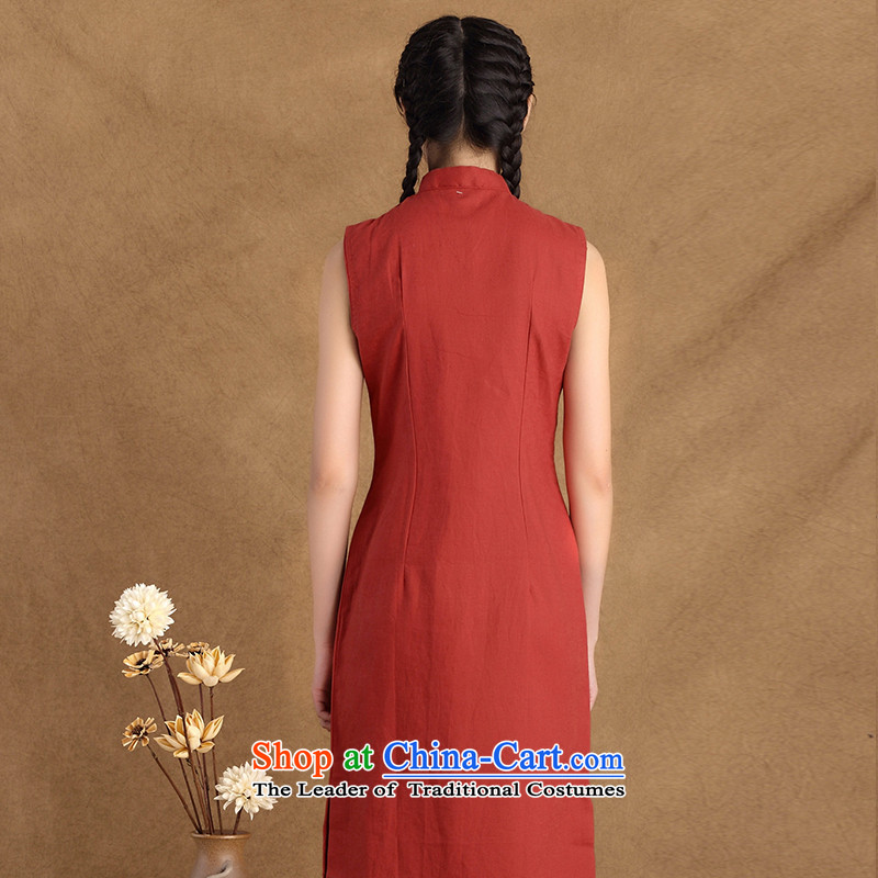 The cross-sa in short spring 2015 has new women's day-to-day Republic of Korea cheongsam dress improved dresses sleeveless cotton linen dresses ctbs QP786 Morris the cross-SA has been pressed XL, online shopping