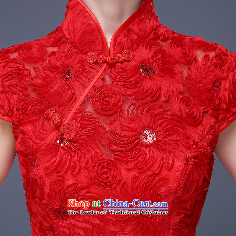 Jie mija bows to married women Red Dress 2015 new spring and summer short-sleeved qipao Long Short Sau San, red long mija Jie, L, , , , shopping on the Internet