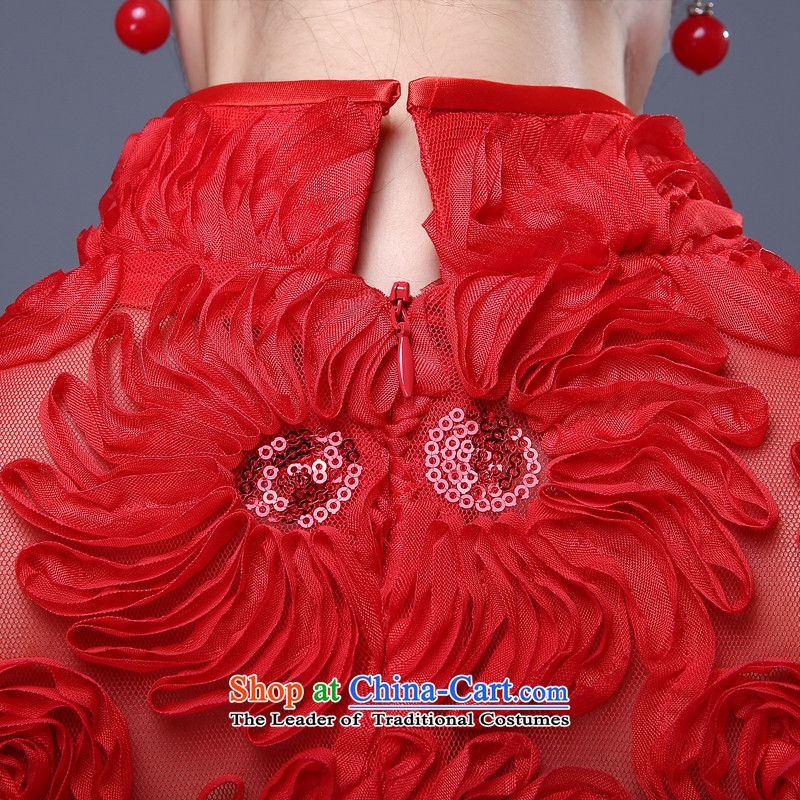 Jie mija bows to married women Red Dress 2015 new spring and summer short-sleeved qipao Long Short Sau San, red long mija Jie, L, , , , shopping on the Internet