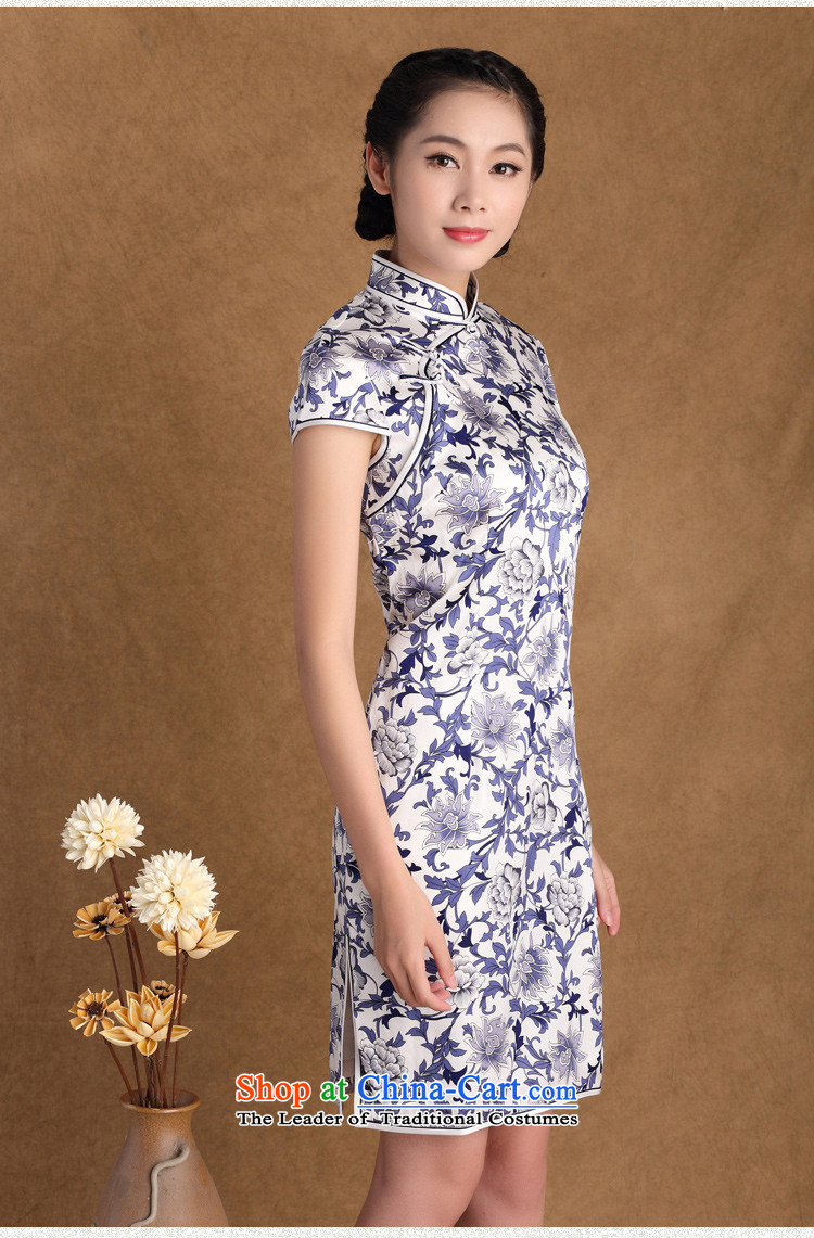The cheer her blue China wind new stylish retro heavyweight silk cheongsam dress porcelain daily improved cheongsam dress HZ s001 M picture, prices, brand platters! The elections are supplied in the national character of distribution, so action, buy now enjoy more preferential! As soon as possible.