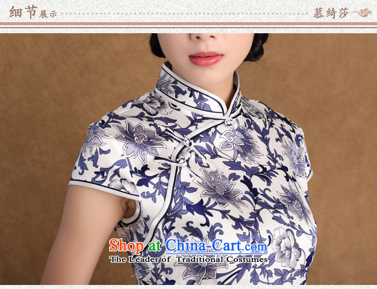 The cheer her blue China wind new stylish retro heavyweight silk cheongsam dress porcelain daily improved cheongsam dress HZ s001 M picture, prices, brand platters! The elections are supplied in the national character of distribution, so action, buy now enjoy more preferential! As soon as possible.