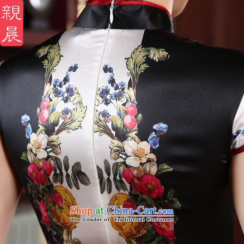 At 2015 new pro-autumn day-to-day summer short of herbs extract retro highstreet silk cheongsam dress improved short, M, PRO-AM , , , shopping on the Internet