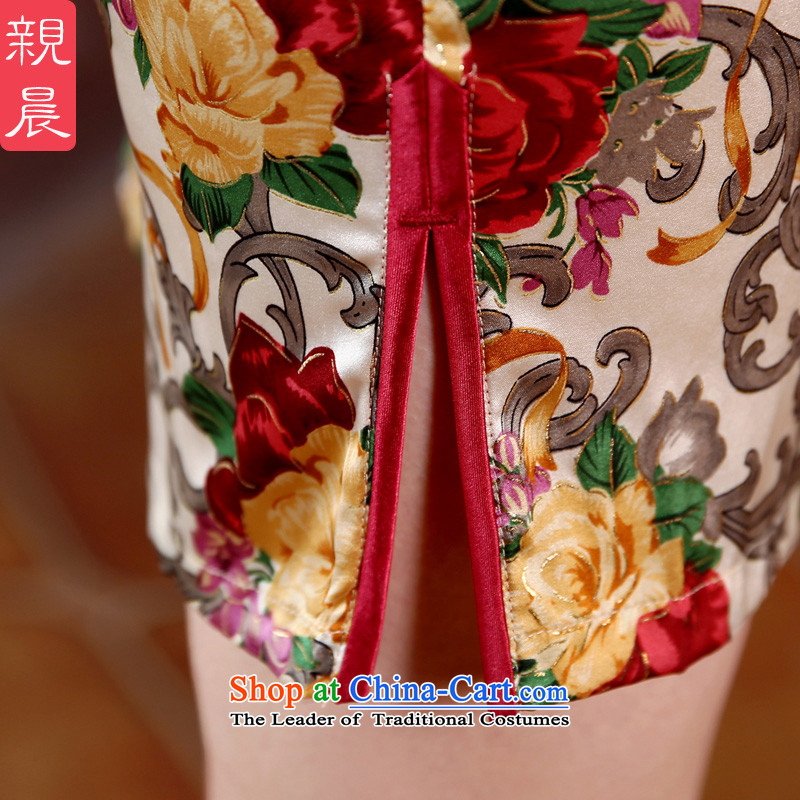 【 pro-am- 2015 new summer Korean autumn day-to-dos Santos silk stylish improved short, Retro Silk Cheongsam short) S, pro-am , , , shopping on the Internet
