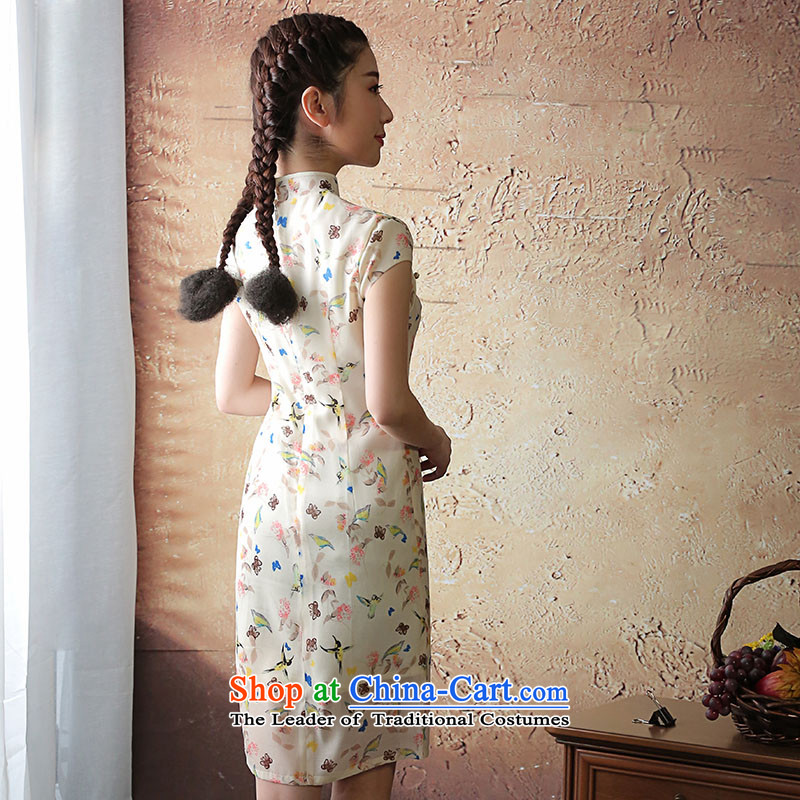 The elections as soon as possible if the Japan-hong Yat lady retro improved cheongsam dress 2015 Summer trendy new of daily girls dresses light yellow M Yat Lady , , , shopping on the Internet