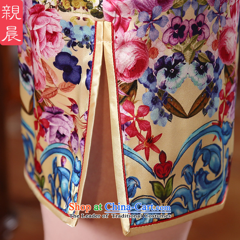 The pro-am daily new 2015 Summer herbs extract stylish improved short of silk upscale retro female qipao short of Sau San 2XL, pro-am , , , shopping on the Internet