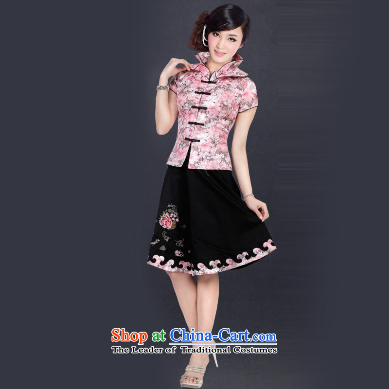 In accordance with the stylish, improvement of packaged summer large retro-day Chinese female Tang dynasty LYE2817 pink short-sleeved T-shirt + pants XXL, Lok (leyier under) , , , shopping on the Internet