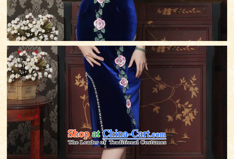 Dan smoke cheongsam dress Chinese improved Mock-neck scouring pads set manually pearl noble qipao embroidered banquet cuff cheongsam Blue M picture, prices, brand platters! The elections are supplied in the national character of distribution, so action, buy now enjoy more preferential! As soon as possible.