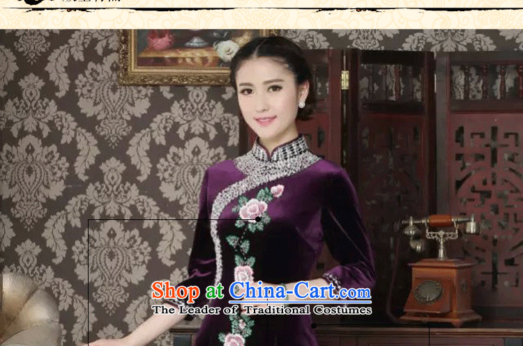 Dan smoke female qipao Tang dynasty scouring pads set noble qipao pearl manually Chinese embroidery banquet Qipao Length improved qipao purple M picture, prices, brand platters! The elections are supplied in the national character of distribution, so action, buy now enjoy more preferential! As soon as possible.