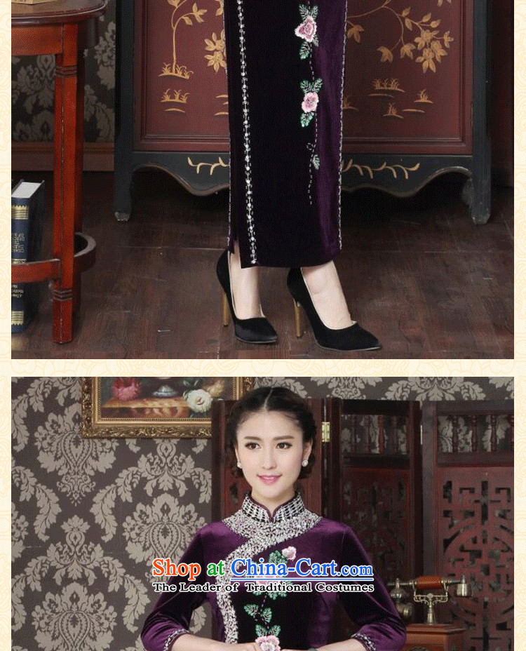Dan smoke female qipao Tang dynasty scouring pads set noble qipao pearl manually Chinese embroidery banquet Qipao Length improved qipao purple M picture, prices, brand platters! The elections are supplied in the national character of distribution, so action, buy now enjoy more preferential! As soon as possible.