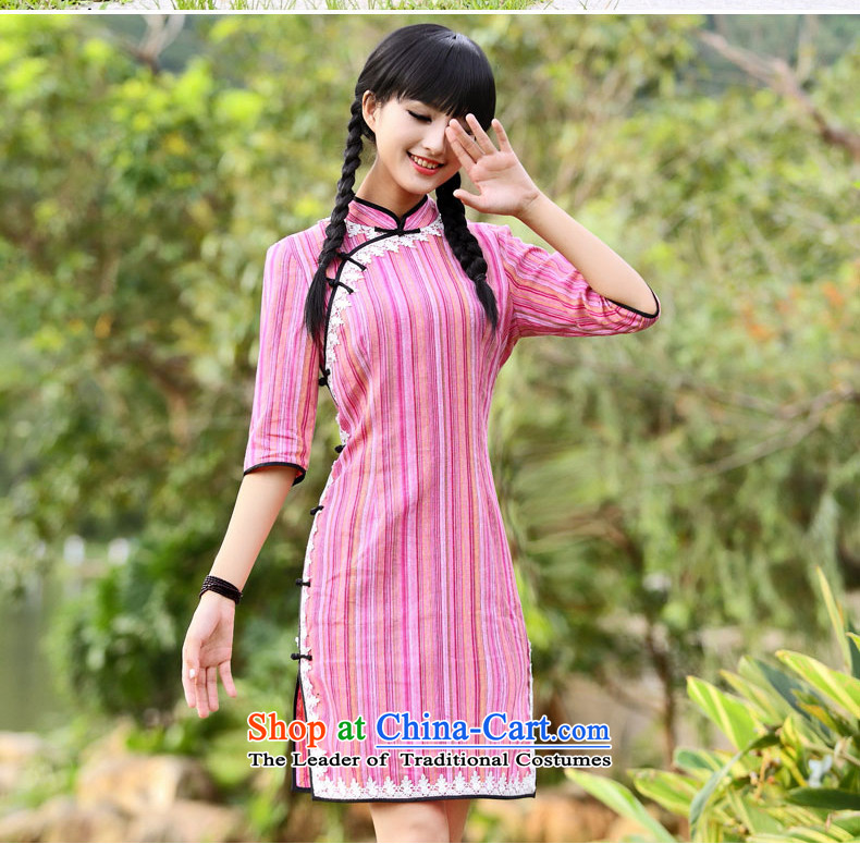 Joe was aristocratic cotton linen dresses Chinese 7 Cuff Tang dynasty MQP820 streaks red L picture, prices, brand platters! The elections are supplied in the national character of distribution, so action, buy now enjoy more preferential! As soon as possible.