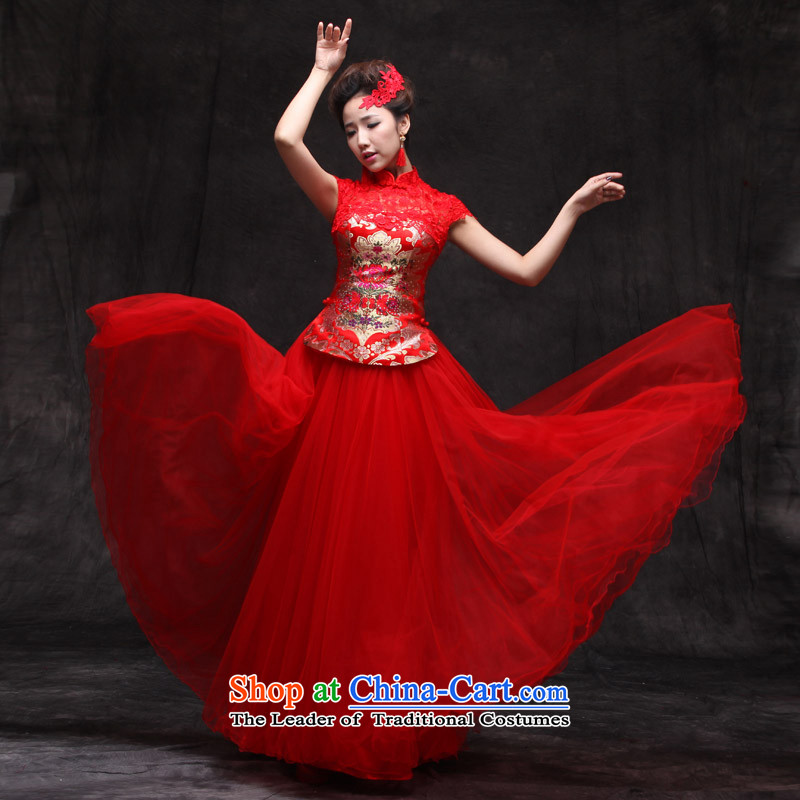 Sau Wo Saga Soo Wo Service Chinese Dress improved services cheongsam dress bride bows Sau San retro marriage qipao large red qipao large red XL, Sau Wo family shopping on the Internet has been pressed.