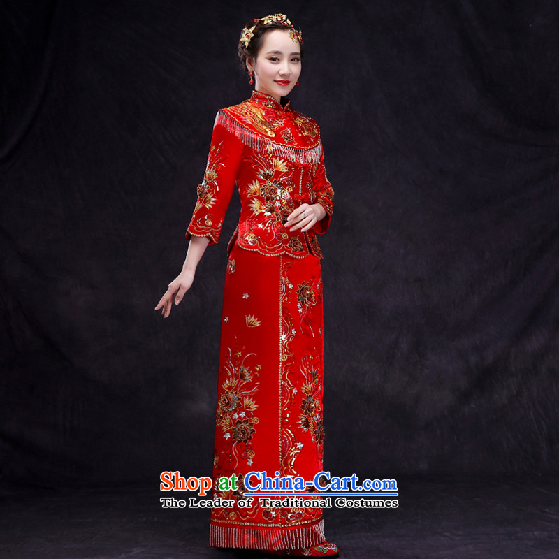 Sau Wo Family Service bridal dresses Sau Wo Chinese wedding dress 2015 new red bows wedding dress retro-soo and large red qipao M of the Paridelles, Sau Wo Shopping on the Internet has been pressed.