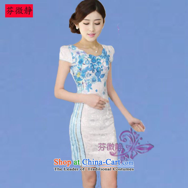 Leung Ching 2015 Spring/Summer micro-loaded cheongsam dress Stylish retro cheongsam dress daily improved Chinese dresses XXL, Green Fun Micro Sakura Mute , , , shopping on the Internet